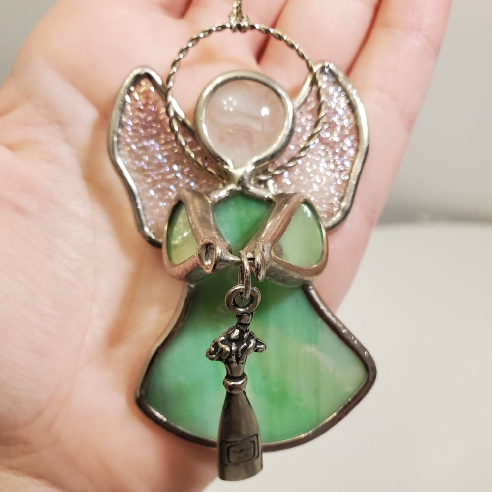 GANZ "Angel of Celebration " stained glass ornamen
